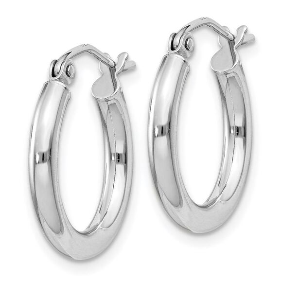 2.5mm, Sterling Silver, Classic Round Hoop Earrings - 16mm (5/8 Inch) - Picture 2 of 5
